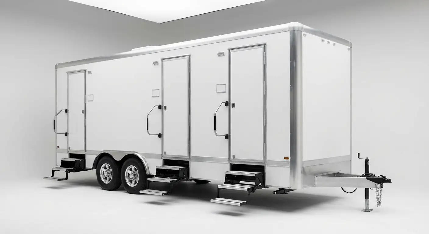 Climate controlled restroom trailer interior features in Rockledge, FL